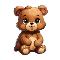 ai gerado fofa Urso desenho animado ilustração isolado em transparente fundo. Urso de pelúcia Urso boneca. generativo ai png