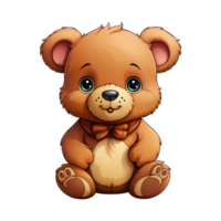 ai gegenereerd schattig beer tekenfilm illustratie geïsoleerd Aan transparant achtergrond. teddy beer pop. generatief ai png