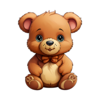 ai generado linda oso dibujos animados ilustración aislado en transparente antecedentes. osito de peluche oso muñeca. generativo ai png