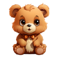 ai gerado fofa Urso desenho animado ilustração isolado em transparente fundo. Urso de pelúcia Urso boneca. generativo ai png