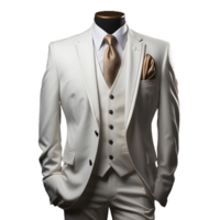 ai generado elegante blanco de los hombres formal traje aislado en transparente antecedentes. generativo ai png