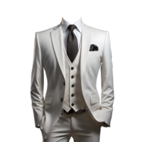 ai generado elegante blanco de los hombres formal traje aislado en transparente antecedentes. generativo ai png