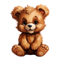 AI generated Cute Bear Cartoon Illustration Isolated on transparent Background. Teddy Bear Doll. Generative Ai png