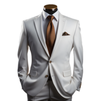 ai generado elegante blanco de los hombres formal traje aislado en transparente antecedentes. generativo ai png