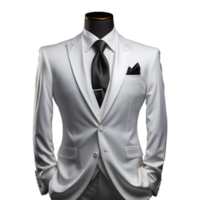 ai generado elegante blanco de los hombres formal traje aislado en transparente antecedentes. generativo ai png