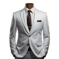 ai generado elegante blanco de los hombres formal traje aislado en transparente antecedentes. generativo ai png