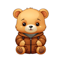 AI generated Cute Bear Cartoon Illustration Isolated on transparent Background. Teddy Bear Doll. Generative Ai png