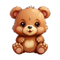 ai gerado fofa Urso desenho animado ilustração isolado em transparente fundo. Urso de pelúcia Urso boneca. generativo ai png