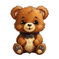 ai gerado fofa Urso desenho animado ilustração isolado em transparente fundo. Urso de pelúcia Urso boneca. generativo ai png