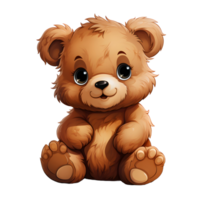 ai gerado fofa Urso desenho animado ilustração isolado em transparente fundo. Urso de pelúcia Urso boneca. generativo ai png