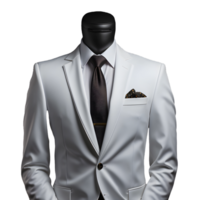 ai generado elegante blanco de los hombres formal traje aislado en transparente antecedentes. generativo ai png