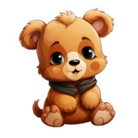 ai generado linda oso dibujos animados ilustración aislado en transparente antecedentes. osito de peluche oso muñeca. generativo ai png