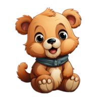 ai gerado fofa Urso desenho animado ilustração isolado em transparente fundo. Urso de pelúcia Urso boneca. generativo ai png