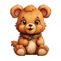 ai generato carino orso cartone animato illustrazione isolato su trasparente sfondo. orsacchiotto orso Bambola. generativo ai png