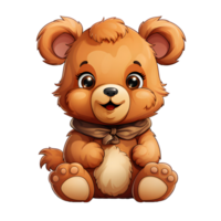 ai gerado fofa Urso desenho animado ilustração isolado em transparente fundo. Urso de pelúcia Urso boneca. generativo ai png