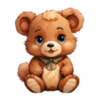 AI generated Cute Bear Cartoon Illustration Isolated on transparent Background. Teddy Bear Doll. Generative Ai png