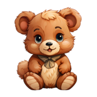 ai gerado fofa Urso desenho animado ilustração isolado em transparente fundo. Urso de pelúcia Urso boneca. generativo ai png