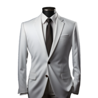 ai generado elegante blanco de los hombres formal traje aislado en transparente antecedentes. generativo ai png