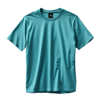 ai généré Vide bleu T-shirt avec cintre sur transparent Contexte Contexte. court manche T-shirt. génératif ai png