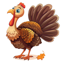 AI generated happy thanks giving funny cartoon character hen   isolated on transparent background   generative AI png