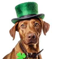 AI generated Dog with green cap generative AI png