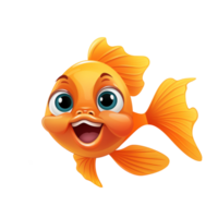 AI generated cartoon yellow  fish  isolated on transparent background   generative AI png