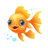 AI generated Cartoon yellow fish generative AI png