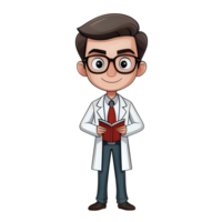 cartoon doctor holding a book, png illustration