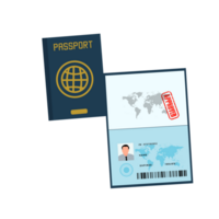 Passaporte e visto em transparente fundo png