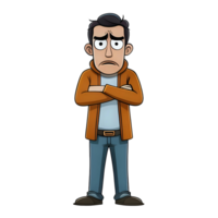 cartoon man with a serious expression, png