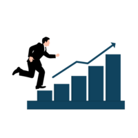uomo d'affari in esecuzione su il grafico grafico attività commerciale crescita concetto illustrazione png