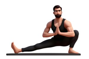 a man with a beard is doing yoga png