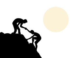 silhouette di Due persone porzione ogni altro su superiore di un' montagna png
