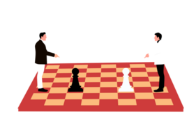 dos hombres son jugando ajedrez en un ajedrez tablero png