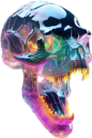 AI generated Colorful crystal skull, Close-up image of a colorful crystal skull. png