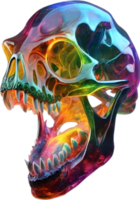 AI generated Colorful crystal skull, Close-up image of a colorful crystal skull. png