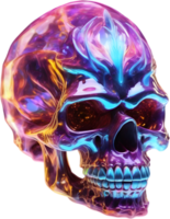 AI generated Colorful crystal skull, Close-up image of a colorful crystal skull. png