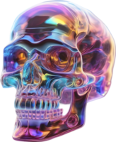 AI generated Colorful crystal skull, Close-up image of a colorful crystal skull. png