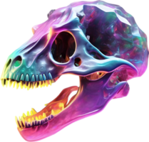 AI generated Colorful crystal skull, Close-up image of a colorful crystal skull. png