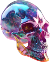 AI generated Colorful crystal skull, Close-up image of a colorful crystal skull. png