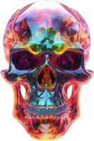 AI generated Colorful crystal skull, Close-up image of a colorful crystal skull. png