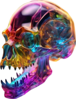 AI generated Colorful crystal skull, Close-up image of a colorful crystal skull. png