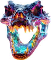 AI generated Colorful crystal skull, Close-up image of a colorful crystal skull. png