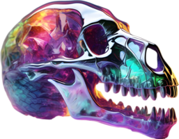 AI generated Colorful crystal skull, Close-up image of a colorful crystal skull. png