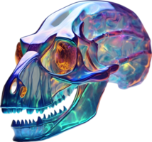 AI generated Colorful crystal skull, Close-up image of a colorful crystal skull. png