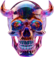 AI generated Colorful crystal skull, Close-up image of a colorful crystal skull. png