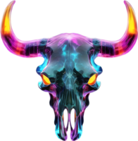 AI generated Colorful crystal skull, Close-up image of a colorful crystal skull. png