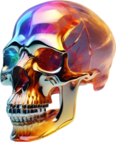 AI generated Colorful crystal skull, Close-up image of a colorful crystal skull. png