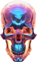 AI generated Colorful crystal skull, Close-up image of a colorful crystal skull. png