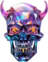 AI generated Colorful crystal skull, Close-up image of a colorful crystal skull. png